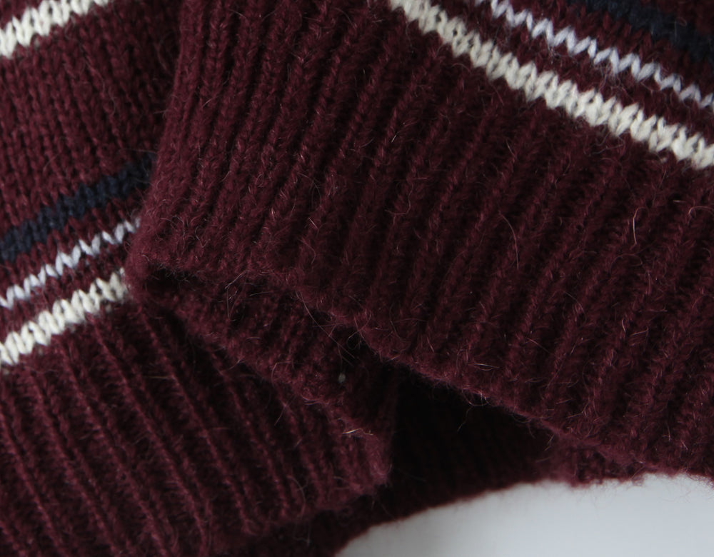 
                  
                    Striped Long Sleeve Collared Sweater
                  
                