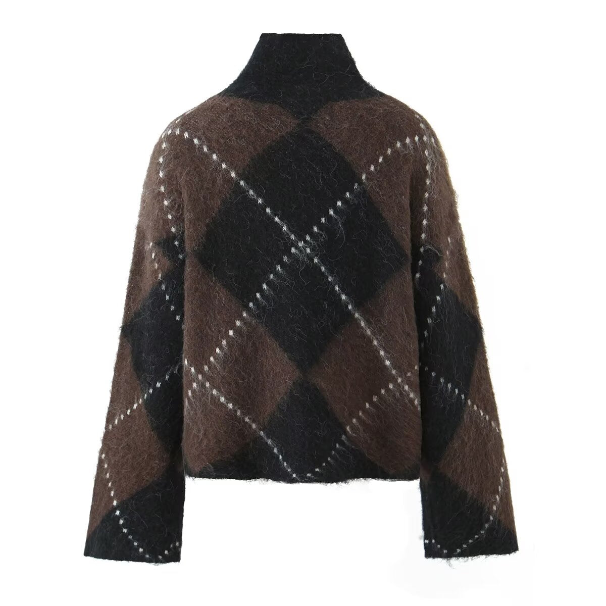 Print Turtleneck Long Sleeve Sweater and Skirt Set