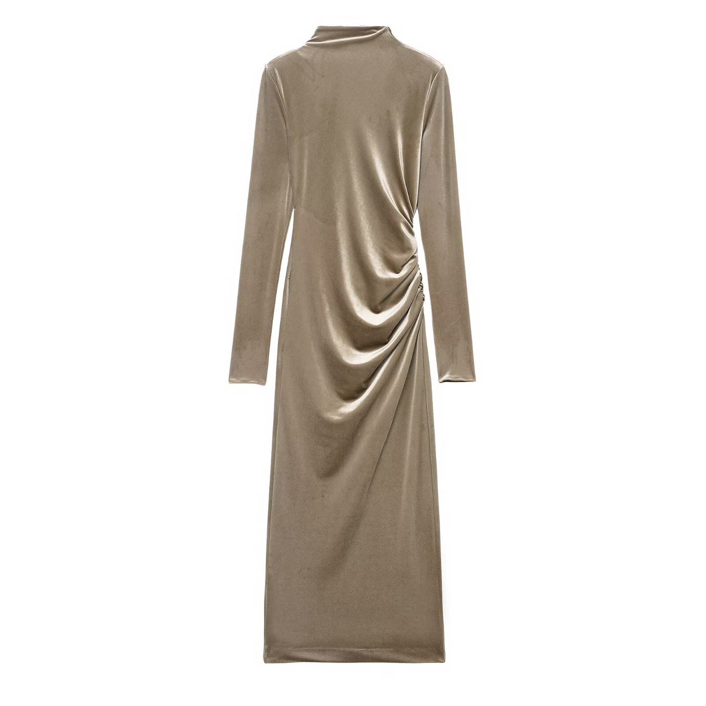 Backless Ruched Velvet Maxi Dress - Shop Style Shark Gold / M Backless Ruched Velvet Maxi Dress - Shop Style Shark Gold / M