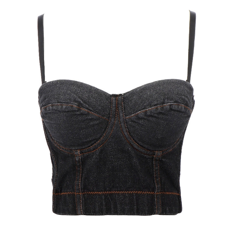 
                      
                        Spaghetti Strap Denim Corset Top
                      
                    