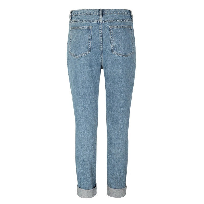 Cuffed Hem High Waist Skinny Jeans