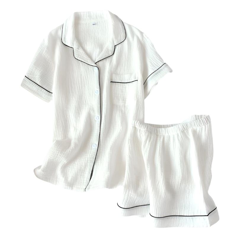 Cotton Crepe Short Sleeve Pajamas