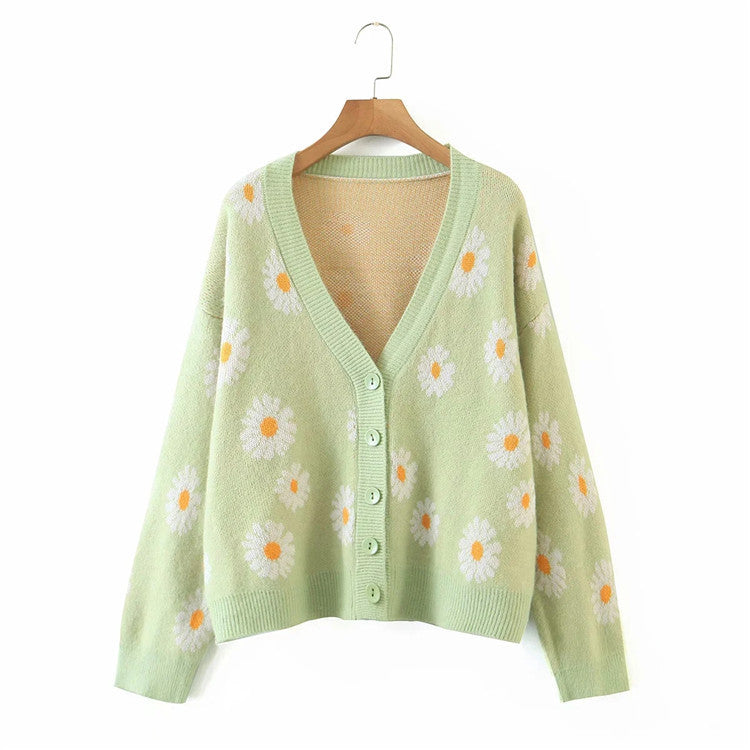 
                  
                    V-Neck Floral Print Cardigan Sweater
                  
                