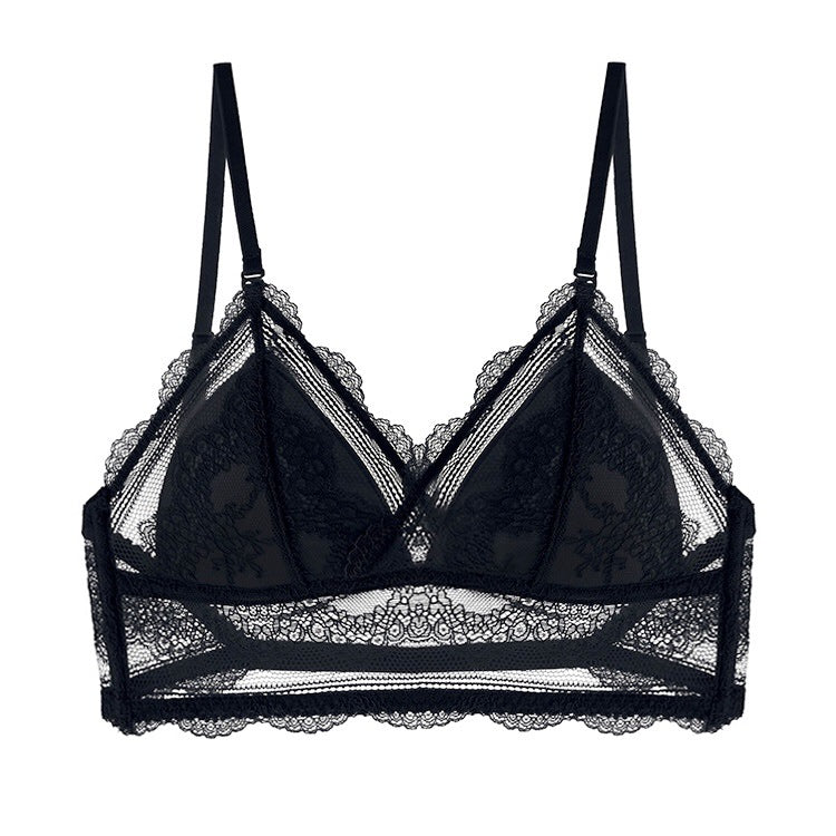 Spaghetti Strap Lace Trim Padded Bralette