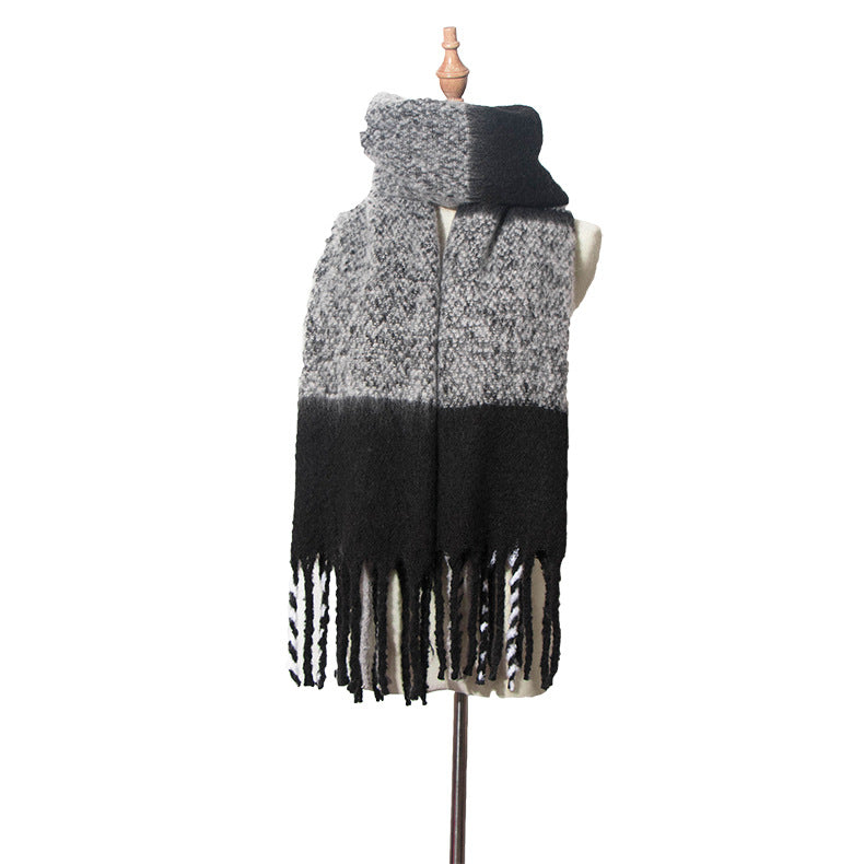 Thick Tassel Color Block Scarf