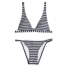  Striped Triangle Top Bikini Set