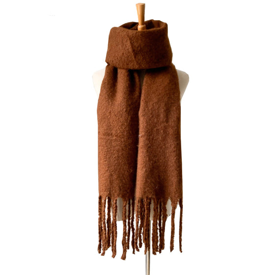Fringed Wide Knit Scarf