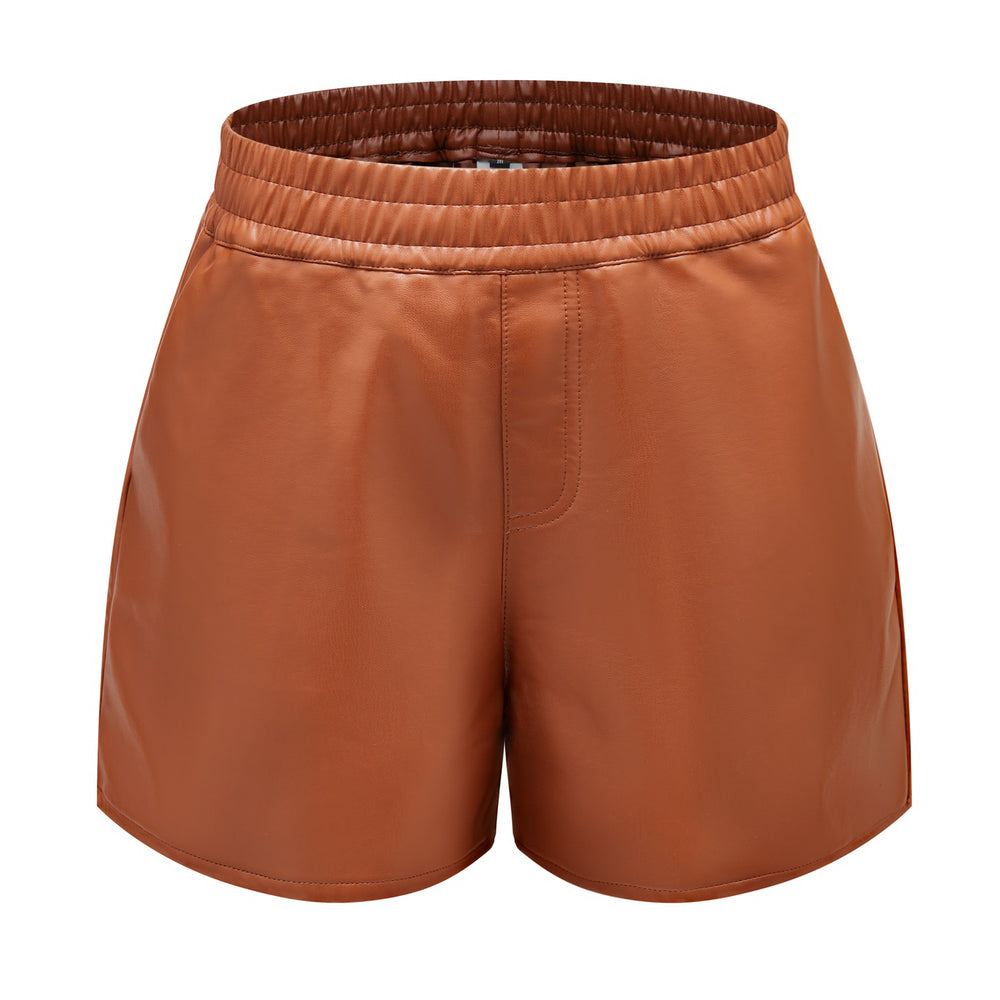 
                      
                        Elastic Waistband Faux Leather Shorts
                      
                    