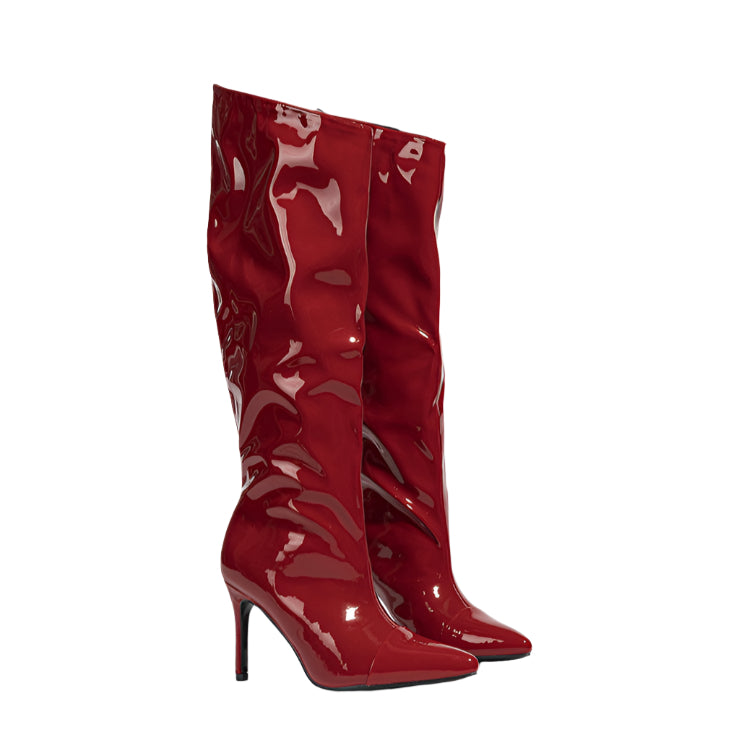 Patent Leather Glossy High Heel Boots