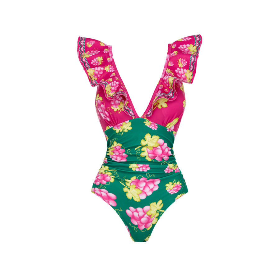 Multicolor Flounced One-Piece Swimsuit