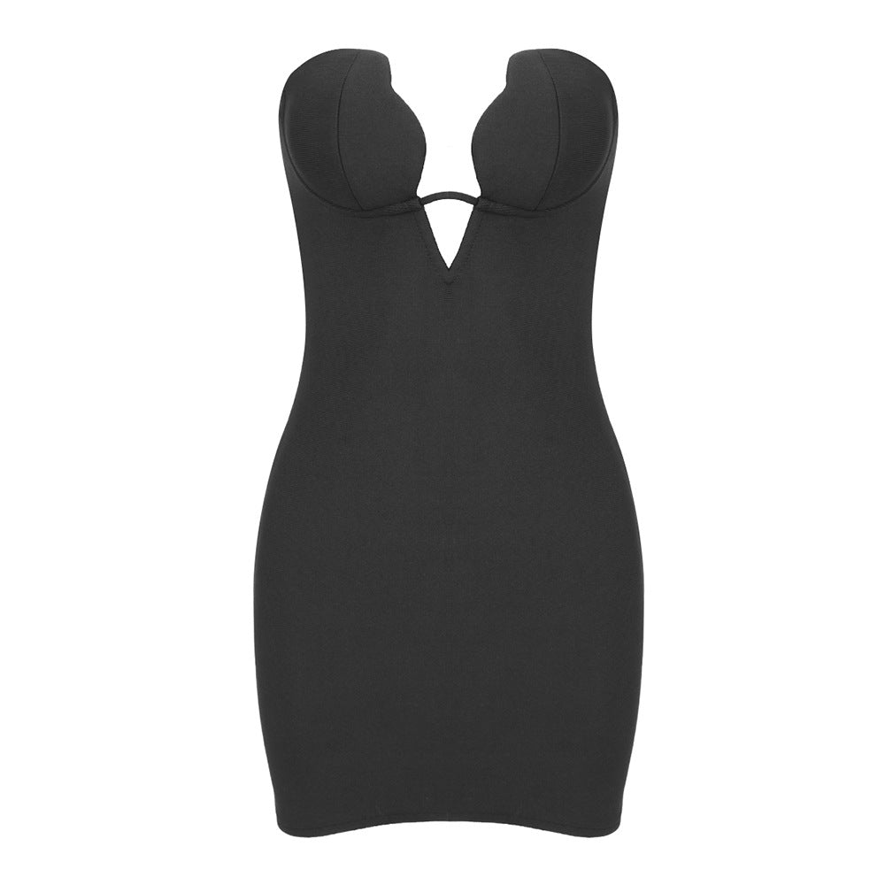 Strapless Plunge Sweetheart Neckline Mini Dress