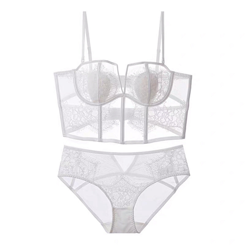 
                  
                    Sheer and Lace Corset Top and Underwear Set
                  
                