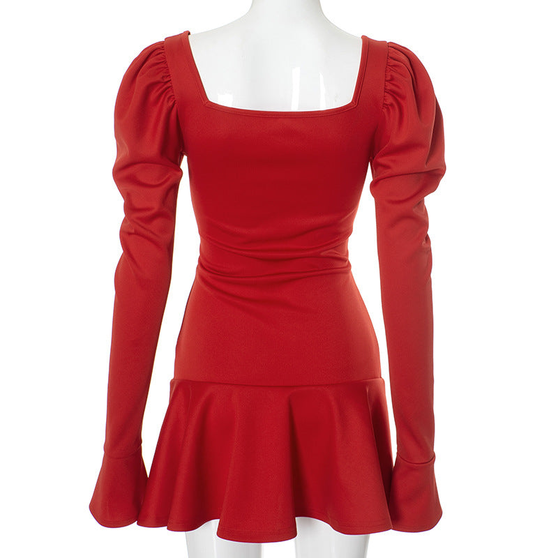 
                  
                    Puffy Long Sleeve Square Neckline Mini Dress
                  
                