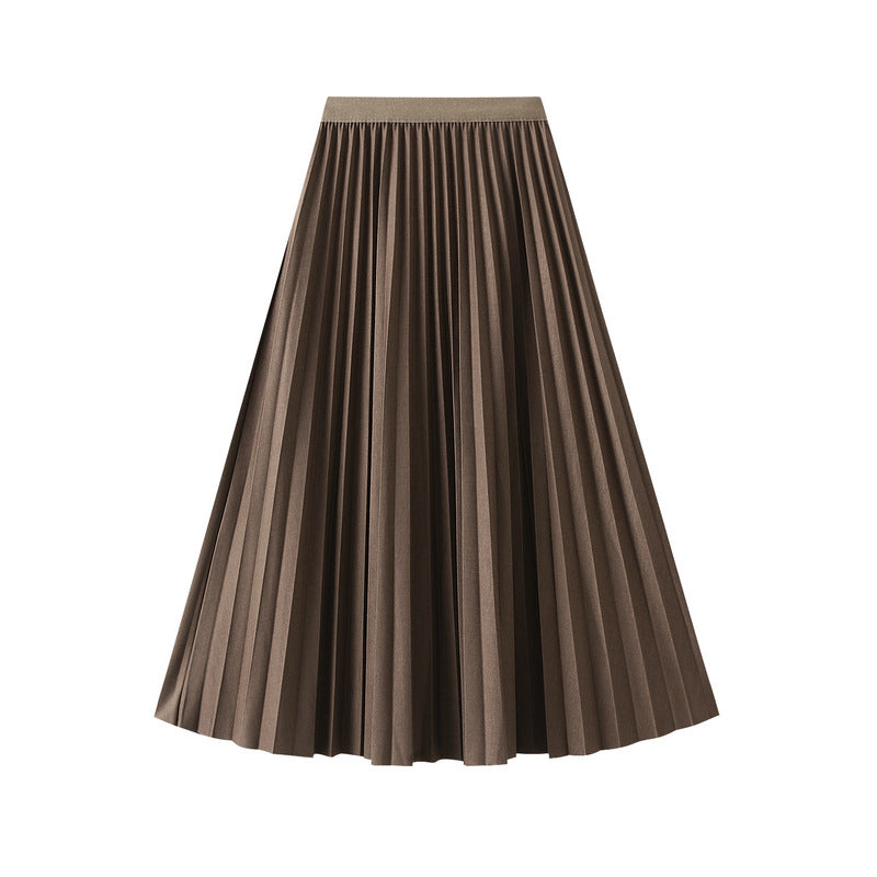 High Waist Organ Pleated Midi Skirt