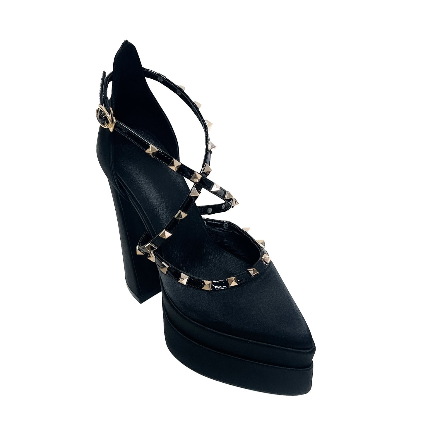 Studded Cross Strap Platform High Heels