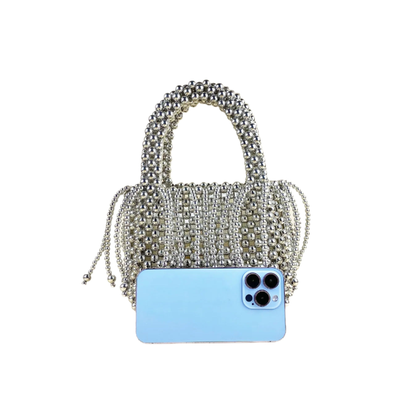 Silver Beaded Tassel Mini Bag