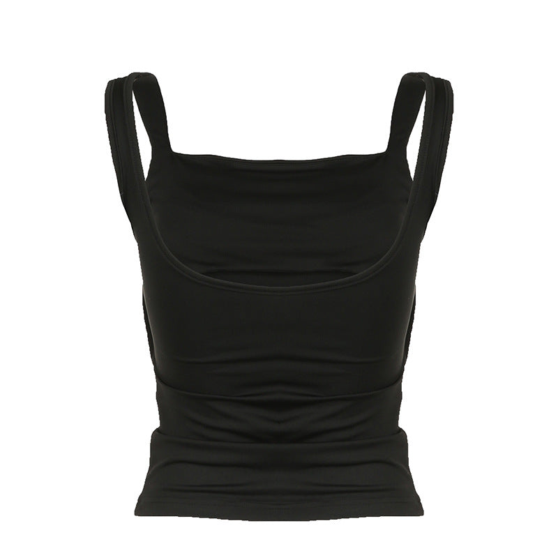 Ruched Square Neckline Tank Top