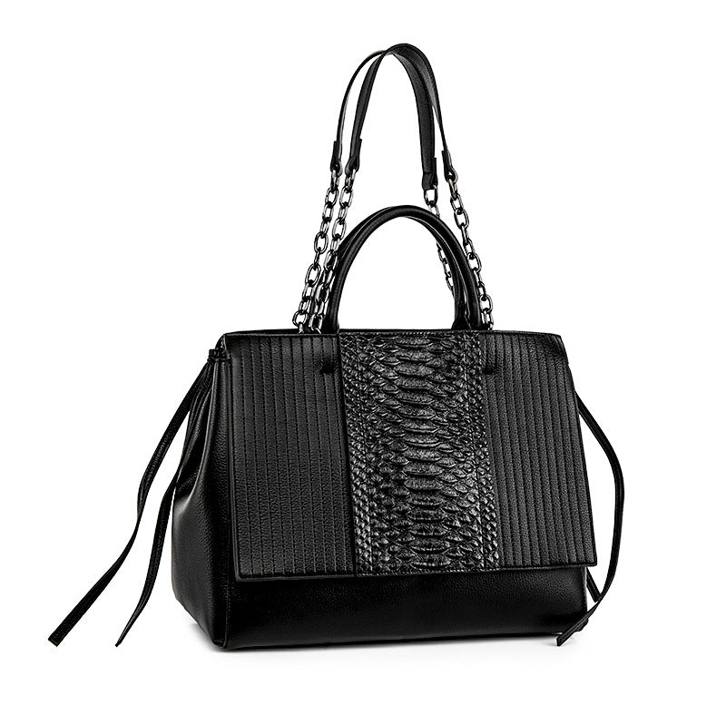 Textured Faux Leather Animal Print Tote Bag