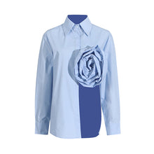  Rosette Cut Out Button Down Blouse