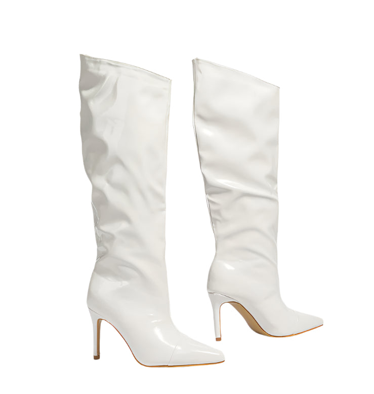 
                  
                    Patent Leather Glossy High Heel Boots
                  
                