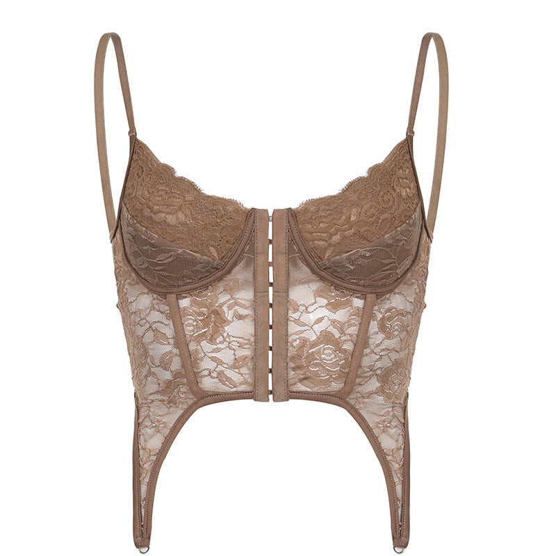 
                      
                        Spaghetti Strap Lace Hook and Eye Closure Corset Top
                      
                    