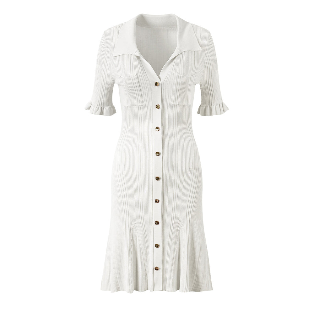 
                      
                        Pleated Collared Short Sleeve Mini Dress
                      
                    