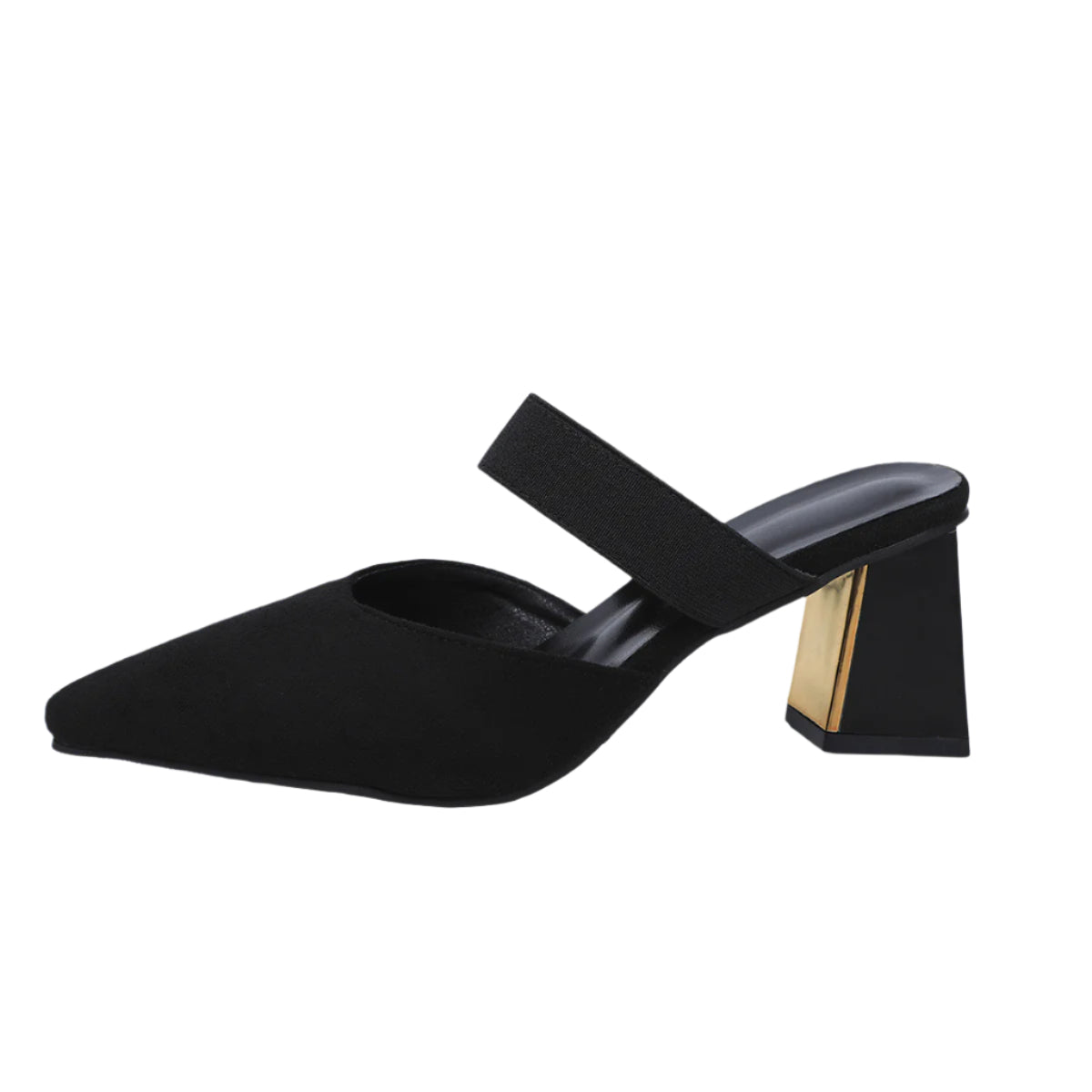 Pointed Toe Slip On Chunky Heels