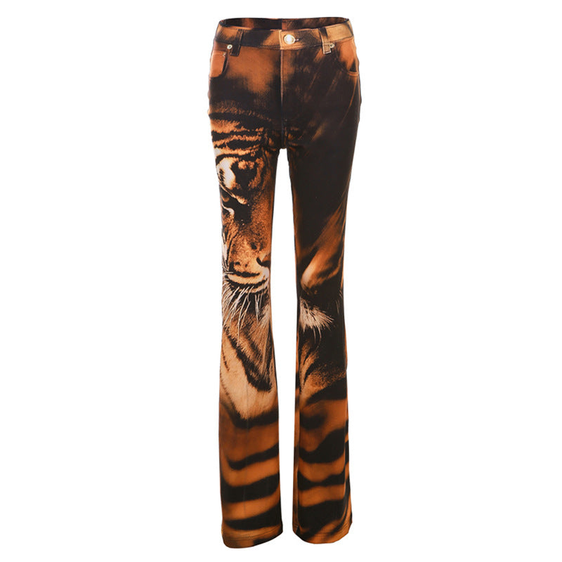 
                  
                    Tiger Printed High Rise Flares
                  
                