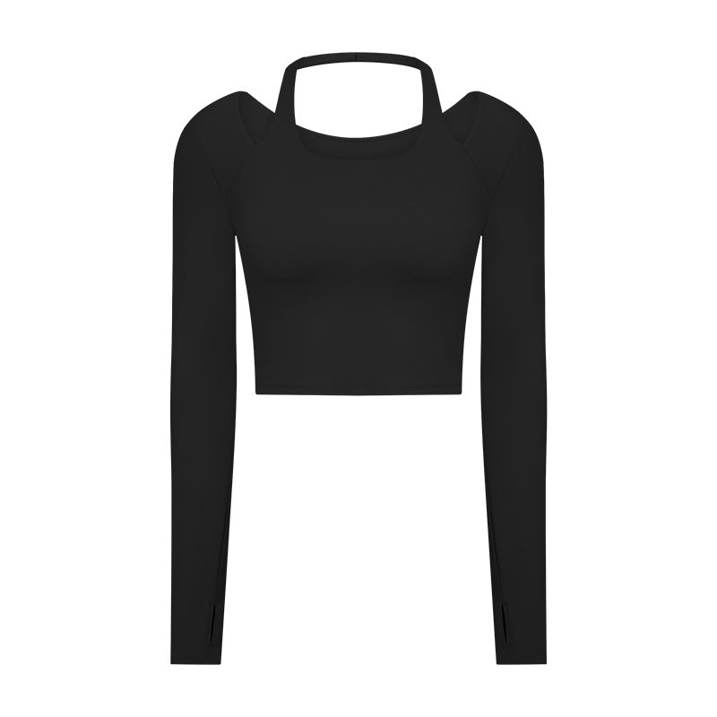 
                      
                        Halter Neck Long Sleeve Cropped Yoga Top
                      
                    