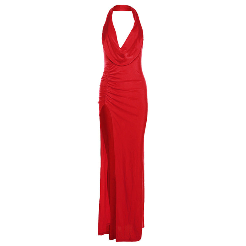 
                  
                    High Slit Cowl Neck Halter Maxi Dress
                  
                