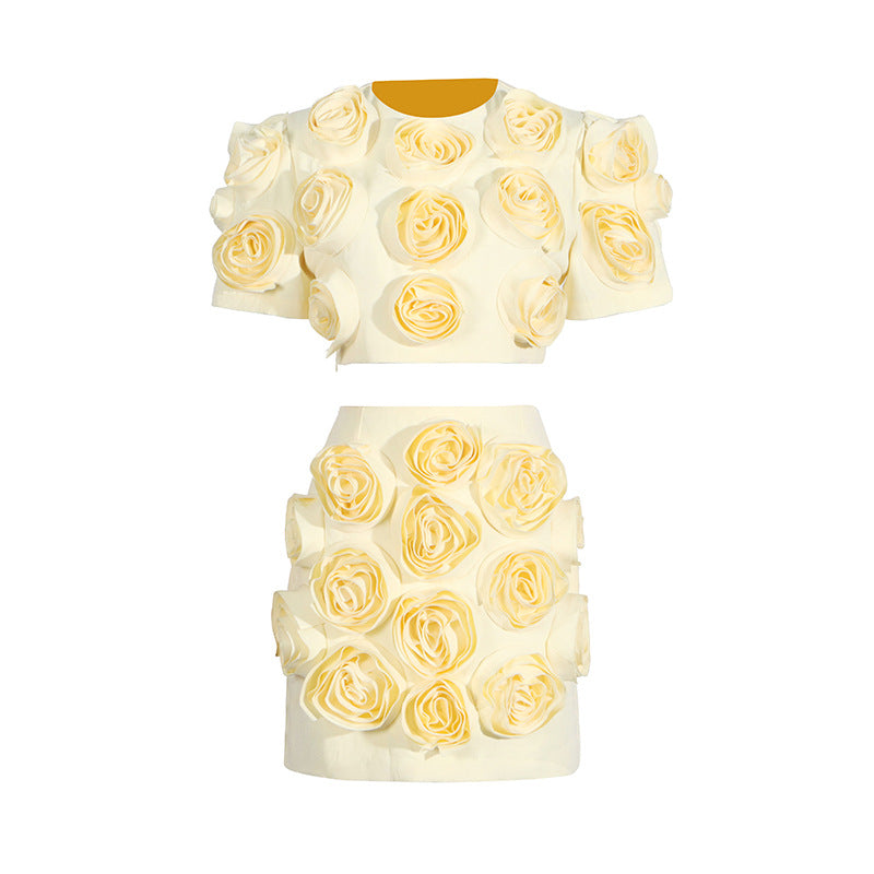 
                      
                        Rosette Puffy Sleeve Top and Mini Skirt
                      
                    