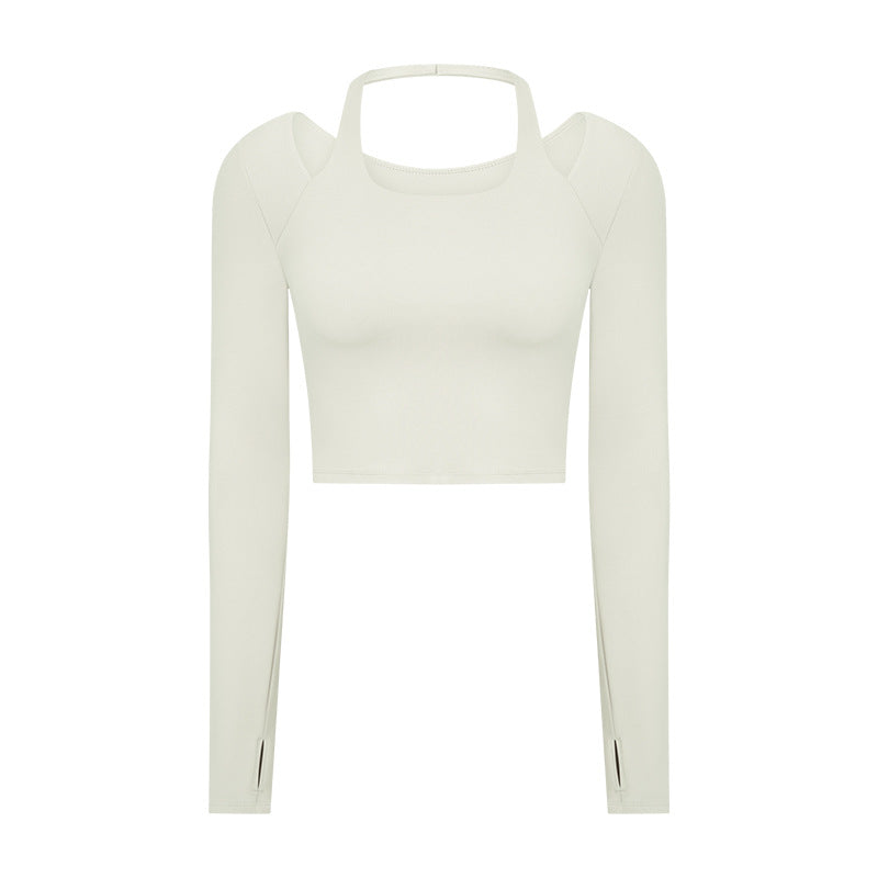 
                      
                        Halter Neck Long Sleeve Cropped Yoga Top
                      
                    