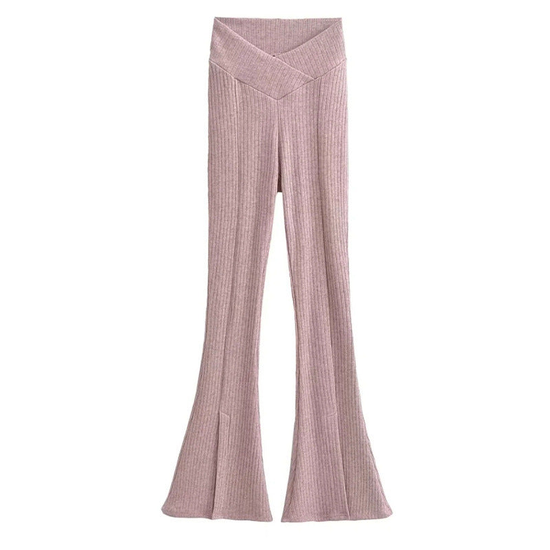 
                      
                        V-Cut Flared Knit Pants
                      
                    