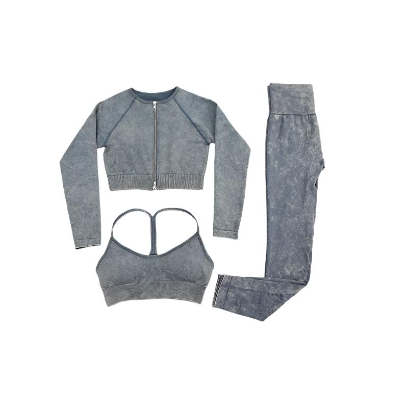 
                      
                        Three Piece Stone Wash Yoga Set
                      
                    