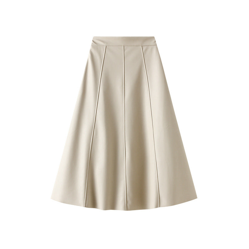 A Line Faux Leather Midi Skirt