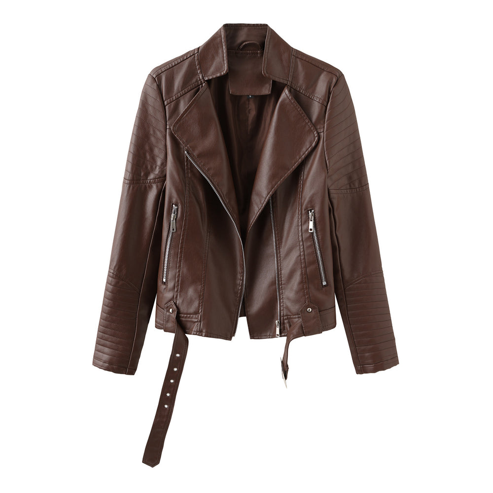 Belted Faux Leather Moto Jacket