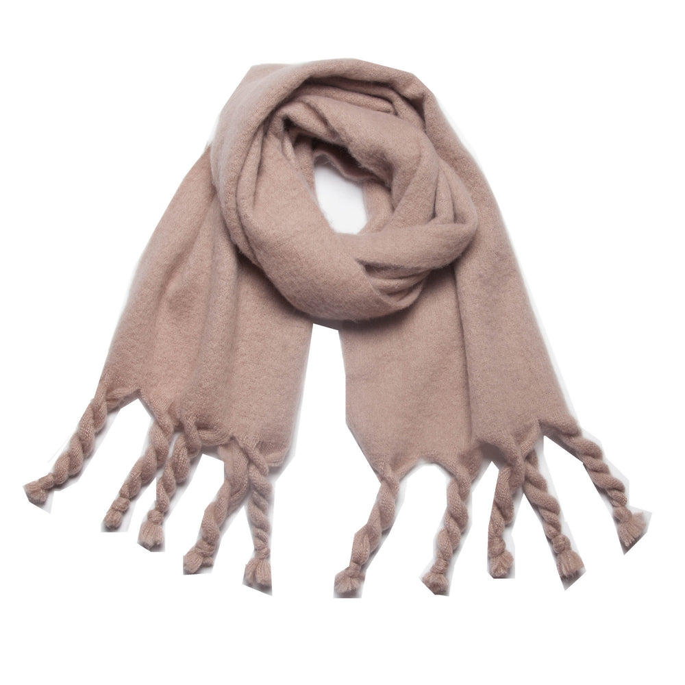 Knotted Fringe Trim Wide Scarf