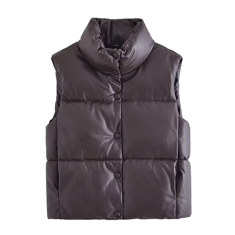 
                      
                        Faux Leather Puffer Vest
                      
                    