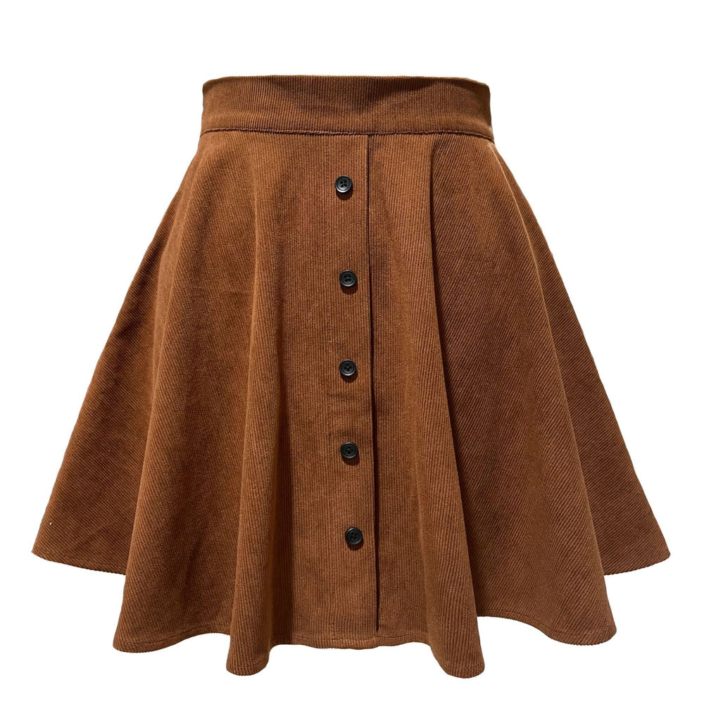 Corduroy Button Skater Skirt