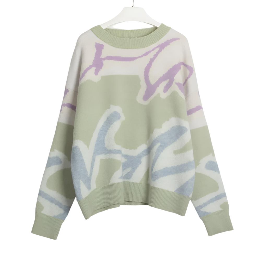 
                      
                        Abstract Print Crew Neck Long Sleeve Sweater
                      
                    