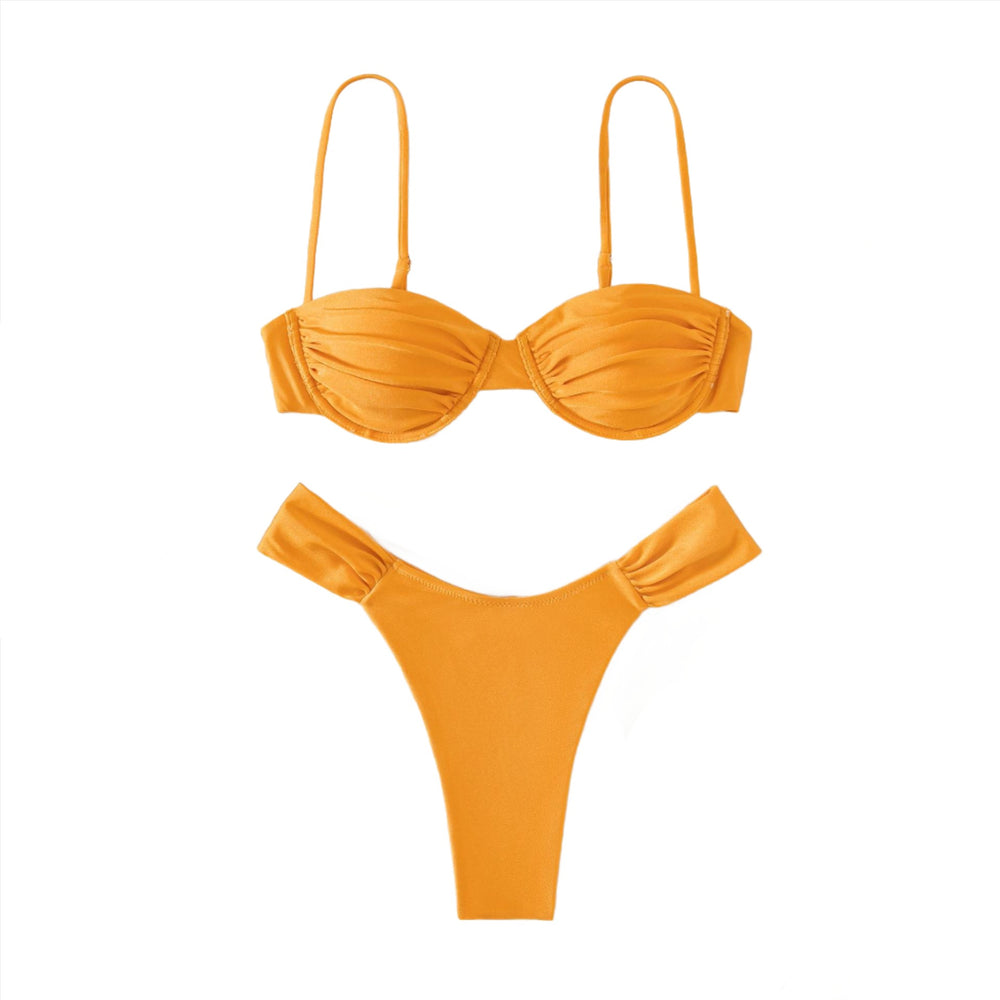 Spaghetti Strap Ruched Accent Bikini Set