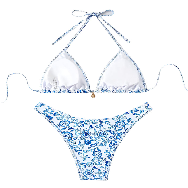 Floral Print Triangle Bikini Set