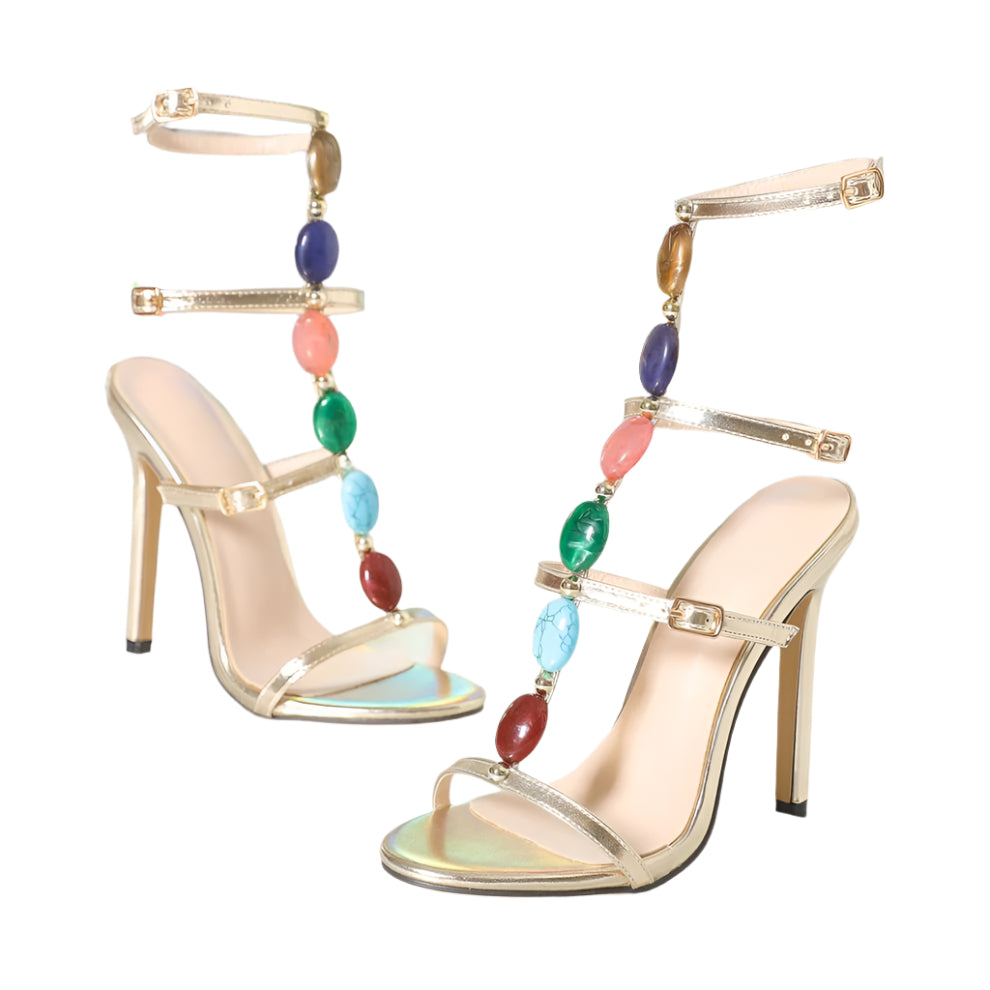 Gemstone Strappy High Heels