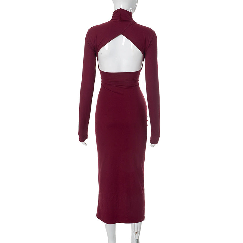 
                  
                    Cut Out Long Sleeve Turtleneck Midi Dress
                  
                