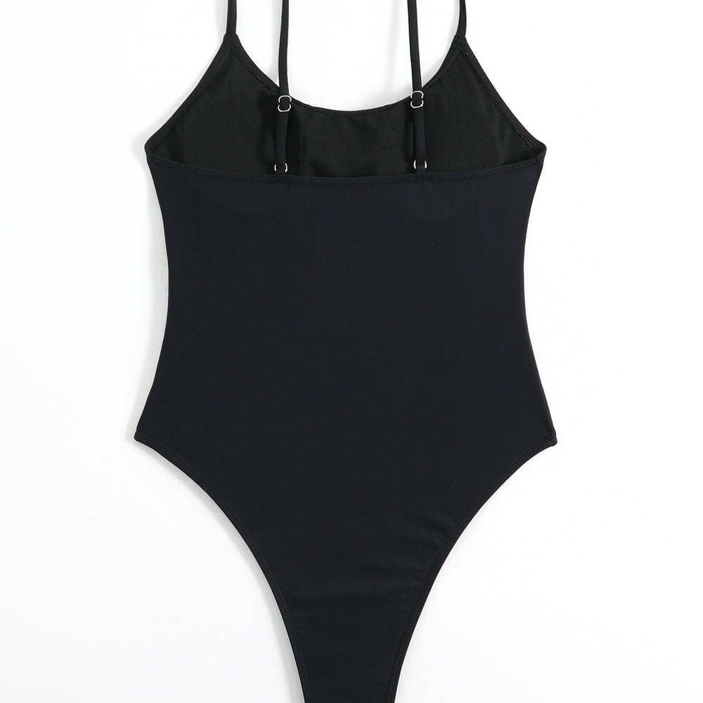 Mesh Panel Spaghetti Strap Swimsuit