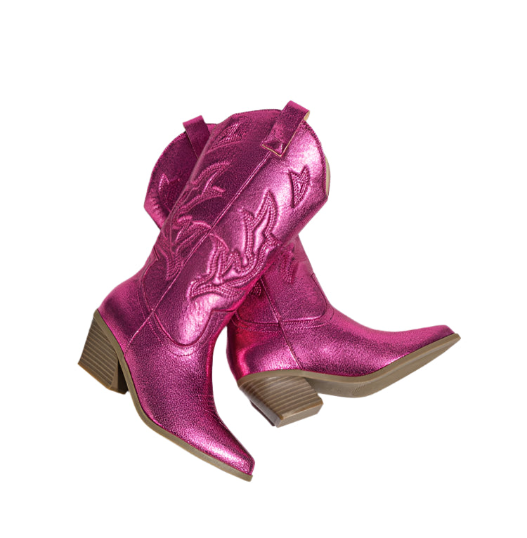 Metallic Pointed Toe Cowboy Boots