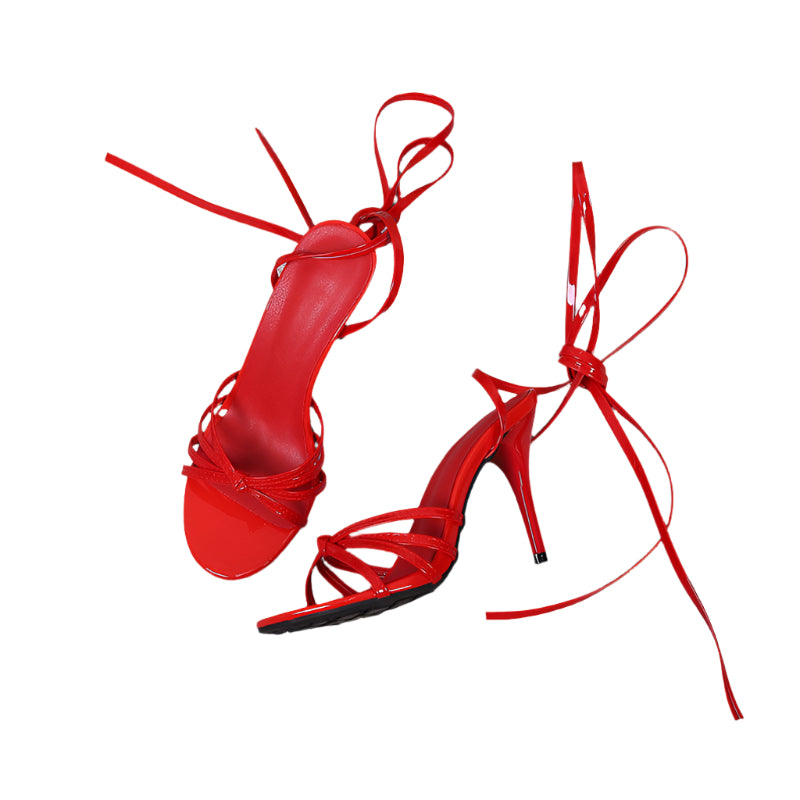 Lace up Open Toe High Heels