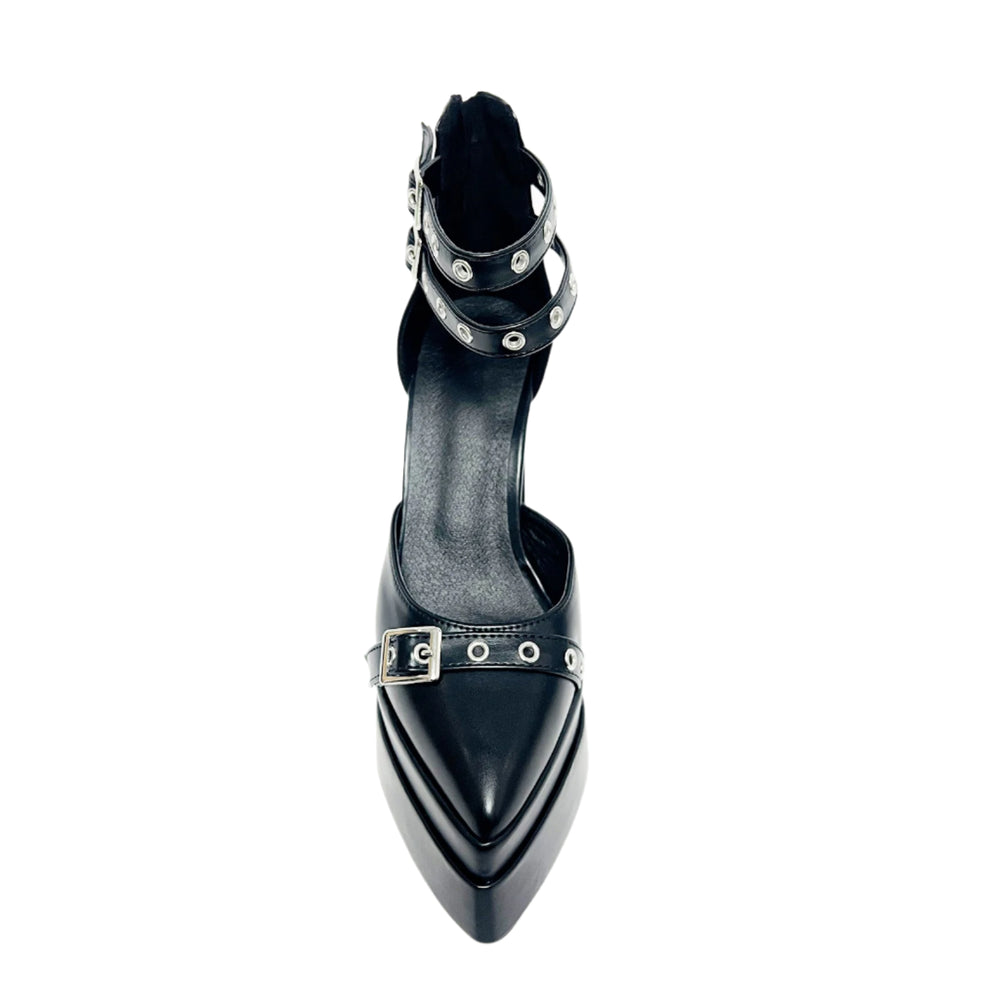 Double Belt Buckle Strap Platform Heels