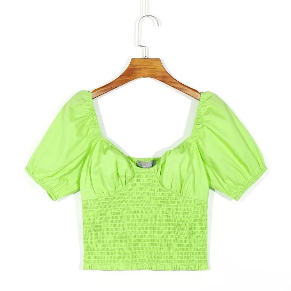 
                      
                        Puffy Sleeve Shirred Bodice Top
                      
                    