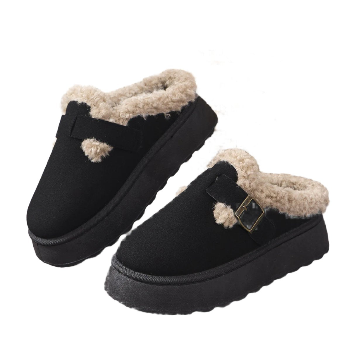 Shearling Lined Platform Slides